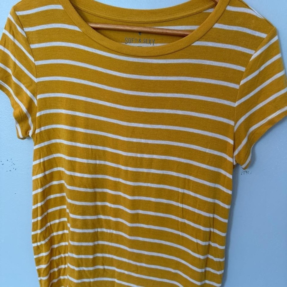 Women's Mustard Stripe Short-Sleeve Tee